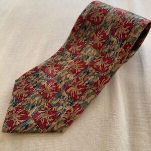 J Garcia 100% Silk Tie Floral Pattern Classic Necktie Made in USA 3 5/8" x 58.5"